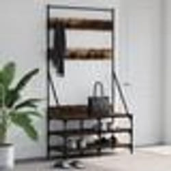 vidaXL Porte-vêtements et rangement des chaussures chêne fumé