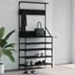vidaXL Porte-vêtements et rangement des chaussures noir 90x34x184 cm