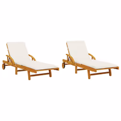 VidaXL 3206367 chaise d'extérieur Linge Siège rembourré Bois d'acacia Crème, Blanc