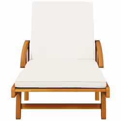 VidaXL 3206367 chaise d'extérieur Linge Siège rembourré Bois d'acacia Crème, Blanc - Vue supplémentaire 4