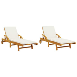 VidaXL 3206372 chaise d'extérieur Linge Siège rembourré Bois d'acacia Crème, Blanc