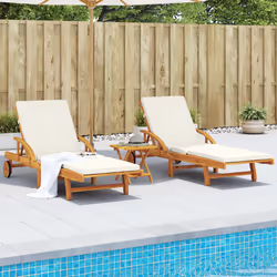 VidaXL 3206372 chaise d'extérieur Linge Siège rembourré Bois d'acacia Crème, Blanc