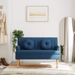 vidaXL Banc avec coussins bleu 113x64,5x75,5 cm tissu