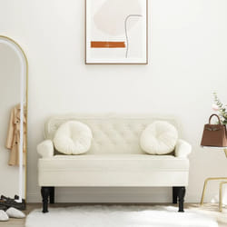 Banc Avec Dossier Crème 119,5x64,5x75 Cm Velours Vidaxl