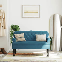 vidaXL Banc avec Dossier Canapé avec Accoudoir Banquette avec Pieds en Bois Siège de Salon Salle de Séjour Moderne Bleu 372164
