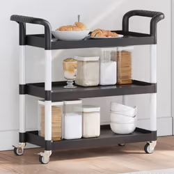 Créez une touche distinctive et ajoutez plus d'espace de rangement avec ce chariot à 3 niveaux. Matériau durable : le polypro ...