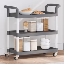 Créez une touche distinctive et ajoutez plus d'espace de rangement avec ce chariot à 3 niveaux. Matériau durable : le polypro ...