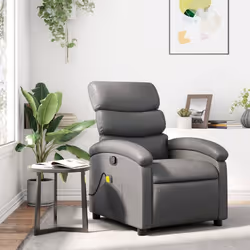 vidaXL Fauteuil de massage inclinable Gris Similicuir