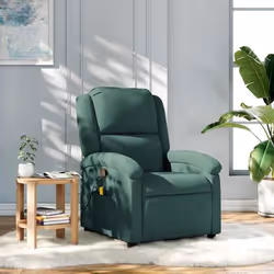 vidaXL Fauteuil de massage inclinable vert foncé velours