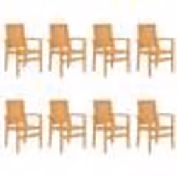 vidaXL Chaises de jardin empilables lot de 8 56,5x57,5x91 cm bois teck