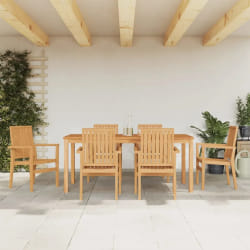 vidaXL Ensemble à manger de jardin 7 pcs Bois de teck solide