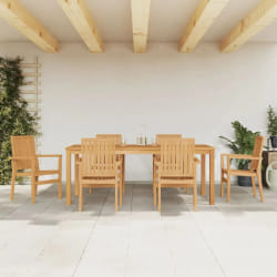 vidaXL Ensemble à manger de jardin 7 pcs Bois de teck solide