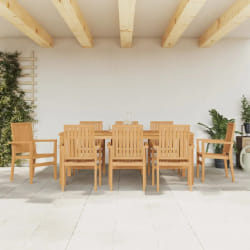 vidaXL Ensemble à manger de jardin 9 pcs Bois de teck solide