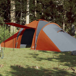 Tente familiale à dôme 6 personnes gris et orange imperméable - Vidaxl