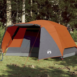 vidaXL Tente familiale et porche 6 personnes gris orange imperméable