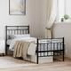 vidaXL Cadre de lit métal sans matelas avec pied de lit noir 80x200 cm - 80 x 200 cm