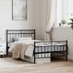 vidaXL Cadre de lit métal sans matelas et pied de lit noir 100x200 cm - 100 x 200 cm