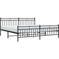 Cadre De Lit Métal Sans Matelas Avec Pied De Lit Noir 193x203cm Vidaxl