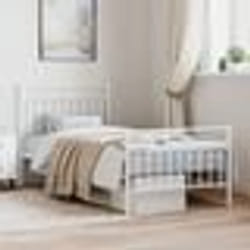 vidaXL Cadre de lit métal sans matelas avec pied de lit blanc 90x200cm - 90 x 200 cm