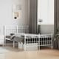 vidaXL Cadre de lit métal sans matelas et pied de lit blanc 120x200 cm - 120 x 200 cm