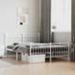 vidaXL Cadre de lit métal sans matelas et pied de lit blanc 135x190 cm - 135 x 190 cm