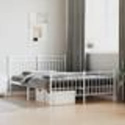 vidaXL Cadre de lit métal sans matelas et pied de lit blanc 140x200 cm - 140 x 200 cm
