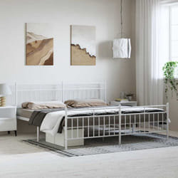 Cadre De Lit Métal Sans Matelas Et Pied De Lit Blanc 183x213 Cm Vidaxl