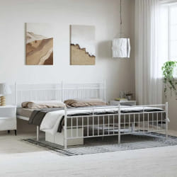 vidaXL Cadre de lit métal sans matelas et pied de lit blanc 193x203 cm