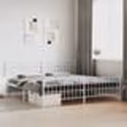 vidaXL Cadre de lit métal sans matelas et pied de lit blanc 200x200 cm - 200 x 200 cm