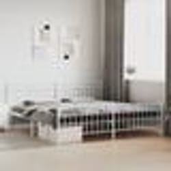 vidaXL Cadre de lit métal sans matelas et pied de lit blanc 200x200 cm - 200 x 200 cm
