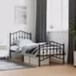 vidaXL Cadre de lit métal sans matelas avec pied de lit noir 90x200 cm - 90 x 200 cm
