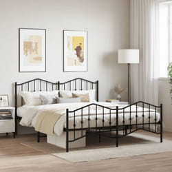 Cadre de lit métal sans matelas avec pied de lit noir 160x200cm Vidaxl