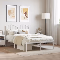 vidaXL Cadre de lit métal sans matelas et tête de lit blanc 120x190 cm - 120 x 190 cm