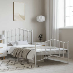 vidaXL Cadre de lit métal sans matelas et pied de lit blanc 100x200 cm - 100 x 200 cm