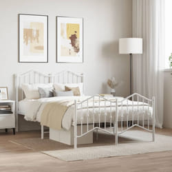 vidaXL Cadre de lit métal sans matelas et pied de lit blanc 120x190 cm - 120 x 190 cm