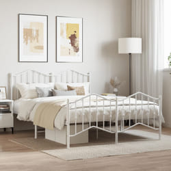 vidaXL Cadre de lit métal sans matelas et pied de lit blanc 135x190 cm - 135 x 190 cm