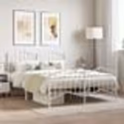 vidaXL Cadre de lit métal sans matelas et pied de lit blanc 140x190 cm - 140 x 190 cm