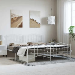 vidaXL Cadre de lit métal sans matelas et pied de lit blanc 183x213 cm