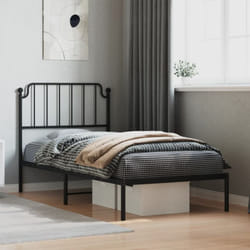 Vidaxl - Cadre de lit métal sans matelas avec tête de lit noir 90x190 cm