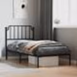 vidaXL Cadre de lit métal sans matelas avec tête de lit noir 90x200 cm - 90 x 200 cm