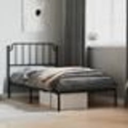 vidaXL Cadre de lit métal sans matelas avec tête de lit noir 100x200cm - 100 x 200 cm