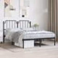 vidaXL Cadre de lit métal sans matelas avec tête de lit noir 135x190cm - 135 x 190 cm