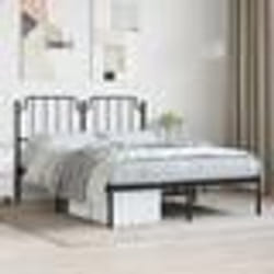 vidaXL Cadre de lit métal sans matelas avec tête de lit noir 135x190cm - 135 x 190 cm