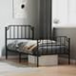 vidaXL Cadre de lit métal sans matelas avec pied de lit noir 90x200 cm - 90 x 200 cm