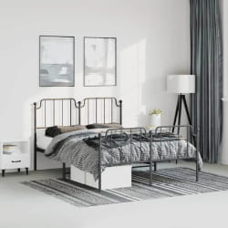 vidaXL Cadre de lit métal sans matelas avec pied de lit noir 183x213cm