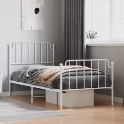 vidaXL Cadre de lit métal sans matelas avec pied de lit blanc 90x190cm - 90 x 190 cm