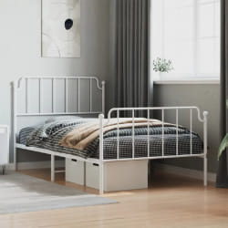 vidaXL Cadre de lit métal sans matelas et pied de lit blanc 107x203 cm