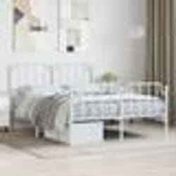 vidaXL Cadre de lit métal sans matelas et pied de lit blanc 140x190 cm - 140 x 190 cm