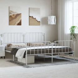 vidaXL Cadre de lit métal sans matelas et pied de lit blanc 183x213 cm