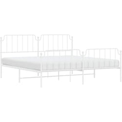 Cadre De Lit Métal Sans Matelas Et Pied De Lit Blanc 193x203 Cm Vidaxl